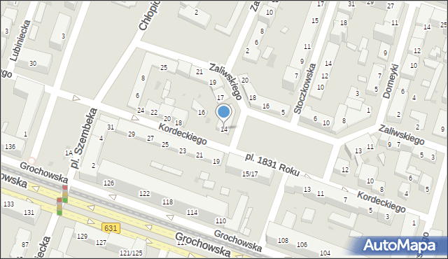 Warszawa, Kordeckiego Augustyna, ks., 14, mapa Warszawy