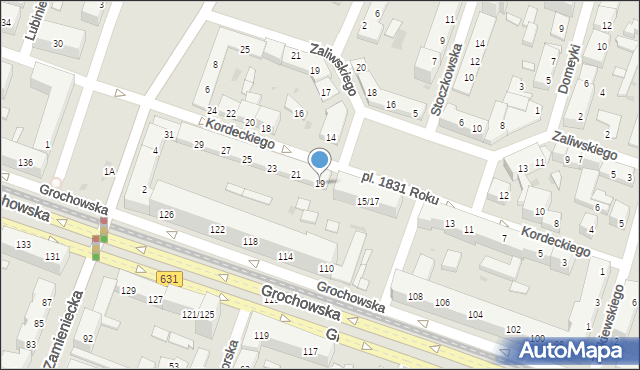 Warszawa, Kordeckiego Augustyna, ks., 19, mapa Warszawy