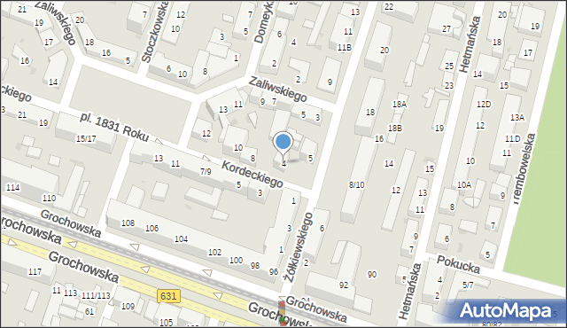 Warszawa, Kordeckiego Augustyna, ks., 4, mapa Warszawy