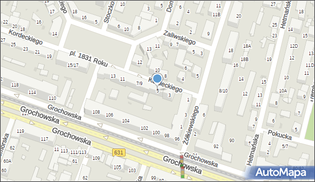 Warszawa, Kordeckiego Augustyna, ks., 5, mapa Warszawy