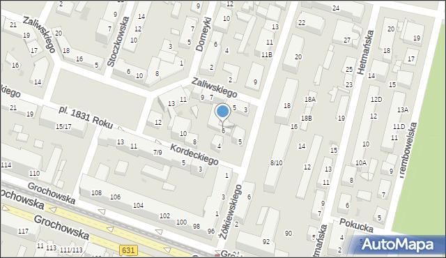 Warszawa, Kordeckiego Augustyna, ks., 6, mapa Warszawy