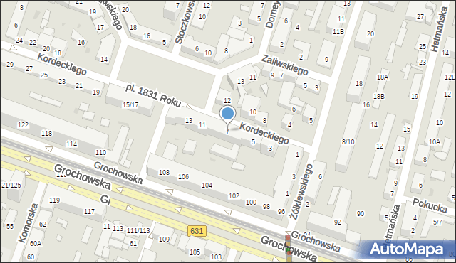 Warszawa, Kordeckiego Augustyna, ks., 7, mapa Warszawy