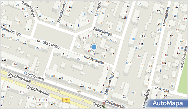 Warszawa, Kordeckiego Augustyna, ks., 8, mapa Warszawy