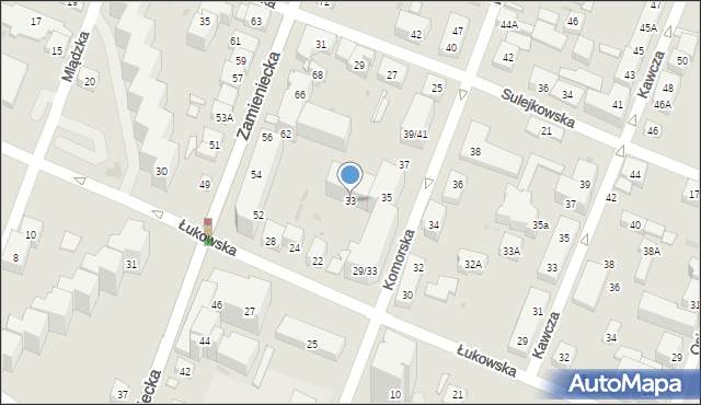 Warszawa, Komorska, 33, mapa Warszawy
