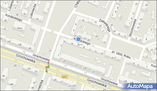 Warszawa, Kordeckiego Augustyna, ks., 27, mapa Warszawy