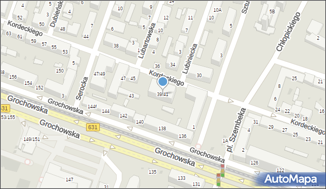 Warszawa, Kordeckiego Augustyna, ks., 39/41, mapa Warszawy