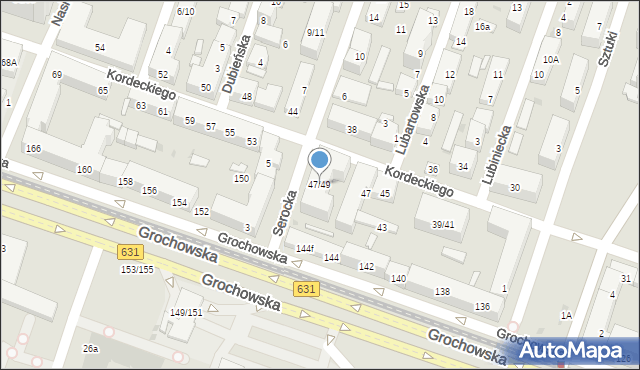 Warszawa, Kordeckiego Augustyna, ks., 47/49, mapa Warszawy