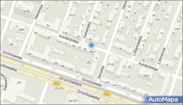 Warszawa, Kordeckiego Augustyna, ks., 53, mapa Warszawy