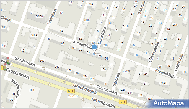 Warszawa, Kordeckiego Augustyna, ks., 57, mapa Warszawy