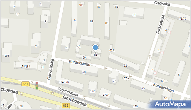 Warszawa, Kordeckiego Augustyna, ks., 64, mapa Warszawy