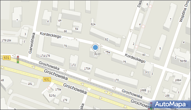 Warszawa, Kordeckiego Augustyna, ks., 77, mapa Warszawy