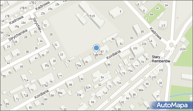 Warszawa, Kordiana, 85, mapa Warszawy