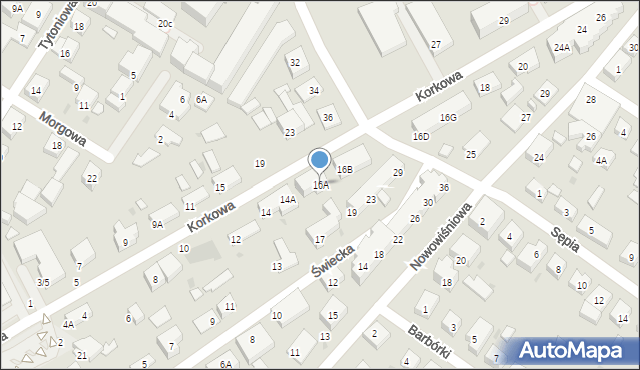 Warszawa, Korkowa, 16A, mapa Warszawy