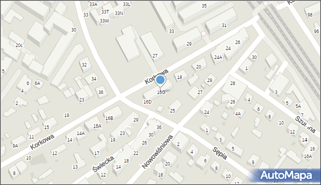 Warszawa, Korkowa, 16G, mapa Warszawy