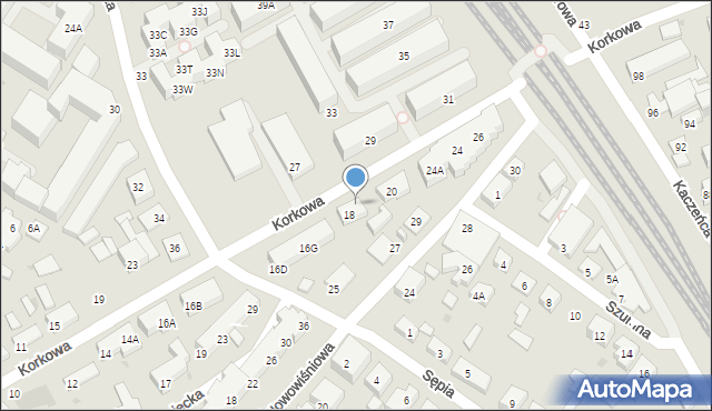 Warszawa, Korkowa, 18A, mapa Warszawy