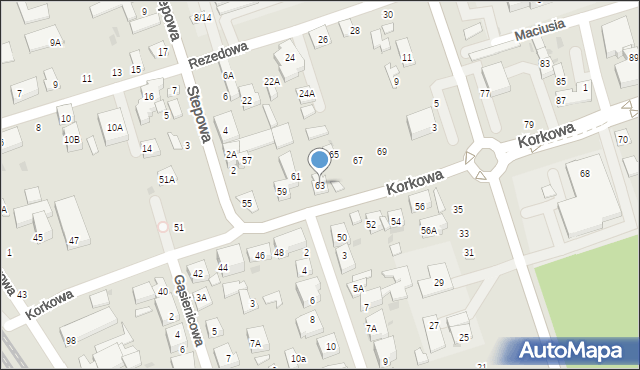 Warszawa, Korkowa, 63, mapa Warszawy