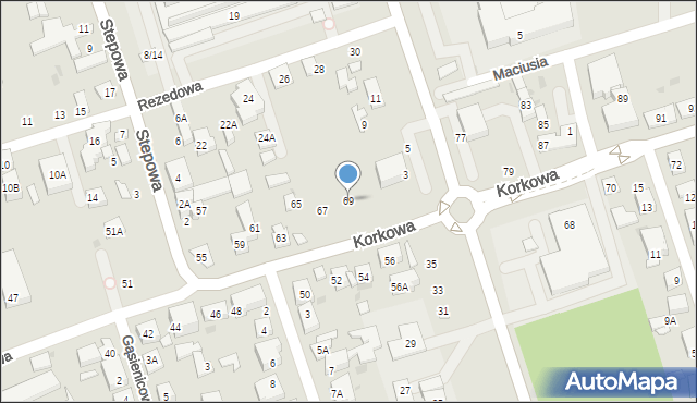 Warszawa, Korkowa, 69, mapa Warszawy