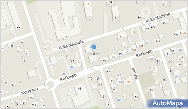 Warszawa, Korkowa, 89, mapa Warszawy