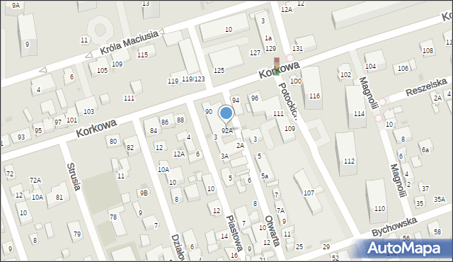 Warszawa, Korkowa, 92A, mapa Warszawy