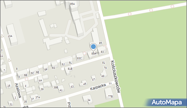 Warszawa, Kościuszkowców, 83A, mapa Warszawy