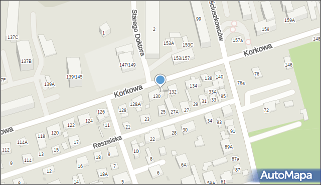 Warszawa, Korkowa, 130a, mapa Warszawy