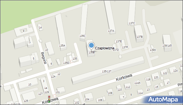 Warszawa, Korkowa, 135B, mapa Warszawy