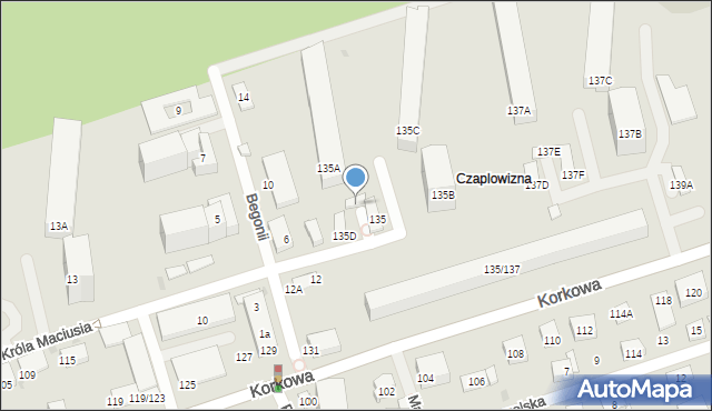 Warszawa, Korkowa, 135E, mapa Warszawy