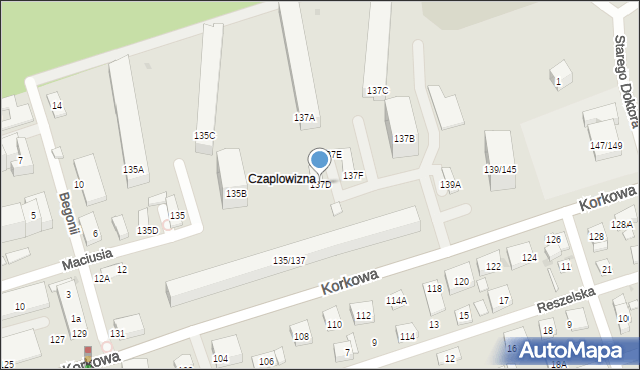 Warszawa, Korkowa, 137D, mapa Warszawy
