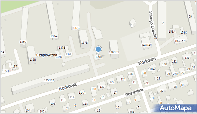 Warszawa, Korkowa, 139A, mapa Warszawy