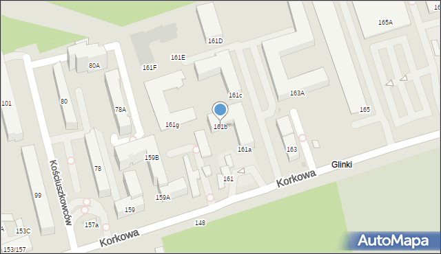 Warszawa, Korkowa, 161b, mapa Warszawy