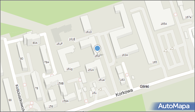 Warszawa, Korkowa, 161c, mapa Warszawy