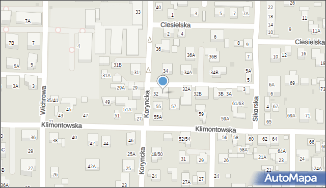 Warszawa, Koryncka, 32AA, mapa Warszawy