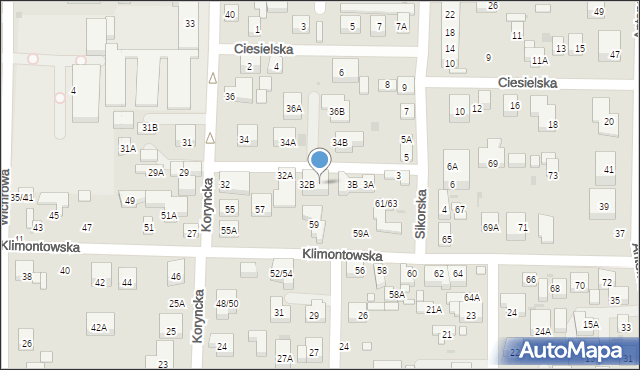 Warszawa, Koryncka, 32C, mapa Warszawy