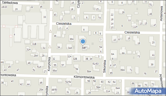 Warszawa, Koryncka, 34B, mapa Warszawy