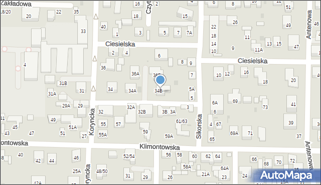 Warszawa, Koryncka, 34C, mapa Warszawy