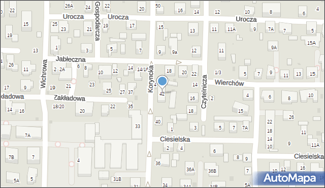 Warszawa, Koryncka, 42, mapa Warszawy