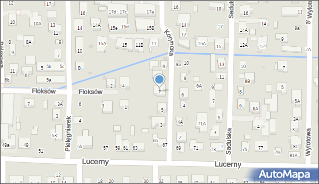 Warszawa, Koryncka, 7, mapa Warszawy