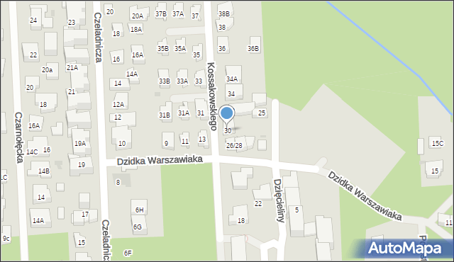 Warszawa, Kossakowskiego Jana, 30, mapa Warszawy