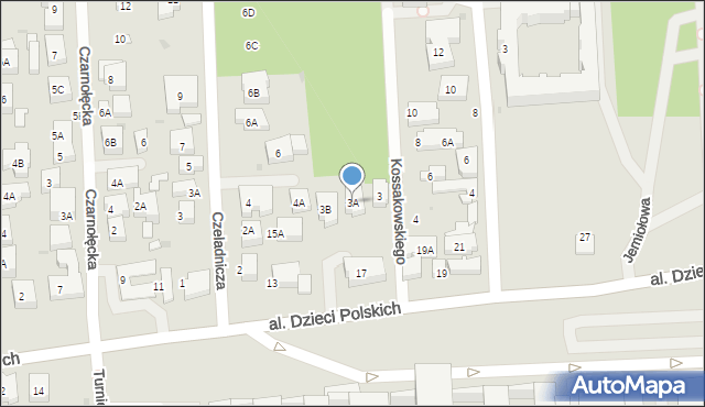 Warszawa, Kossakowskiego Jana, 3A, mapa Warszawy