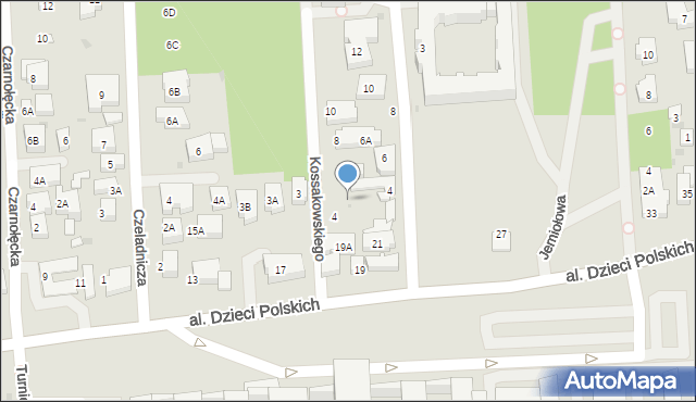 Warszawa, Kossakowskiego Jana, 4A, mapa Warszawy