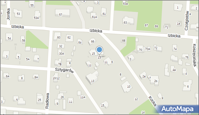 Warszawa, Kocka, 13, mapa Warszawy