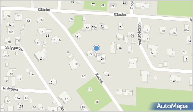 Warszawa, Kocka, 7, mapa Warszawy