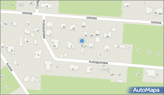 Warszawa, Koszęcińska, 7b, mapa Warszawy