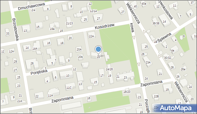 Warszawa, Kosodrzewiny, 22, mapa Warszawy