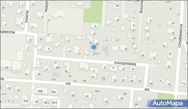 Warszawa, Konopnickiej Marii, 17, mapa Warszawy