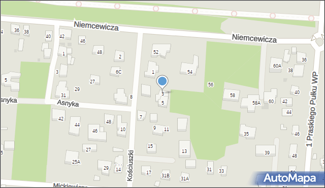 Warszawa, Kościuszki Tadeusza, gen., 3, mapa Warszawy