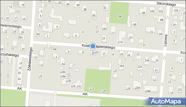 Warszawa, Kostki Napierskiego Aleksandra, 10, mapa Warszawy