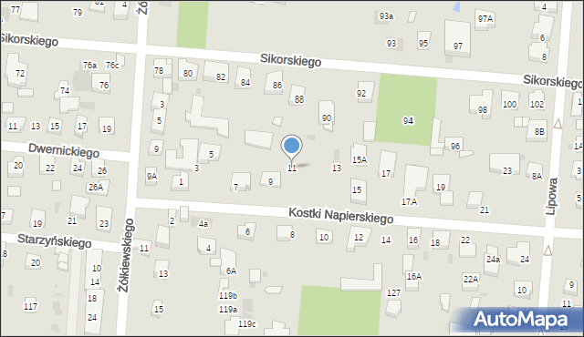 Warszawa, Kostki Napierskiego Aleksandra, 11, mapa Warszawy