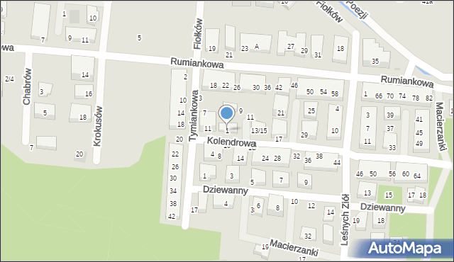 Warszawa, Kolendrowa, 1, mapa Warszawy