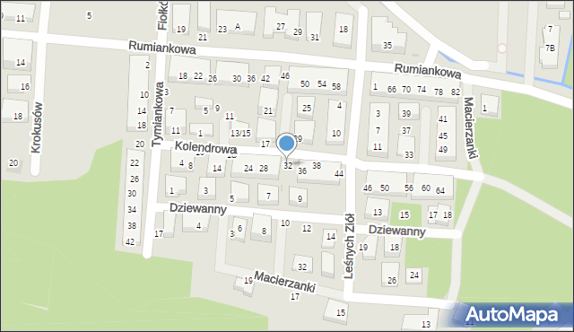 Warszawa, Kolendrowa, 32, mapa Warszawy